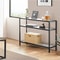 Sleek Black Console Table Sturdy Metal Frame 3Layer Modern Sofa Table With Glass Shelves Versatile 3