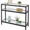Sleek Black Console Table Sturdy Metal Frame 3Layer Modern Sofa Table With Glass Shelves Versatile 8