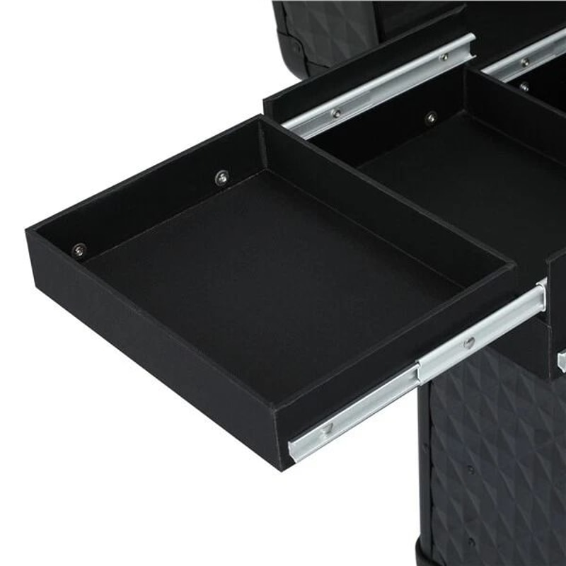 Large Makeup Train Case With Drawers Professional Aluminum Travel Cosmetic Case Rolling Organizer F 4