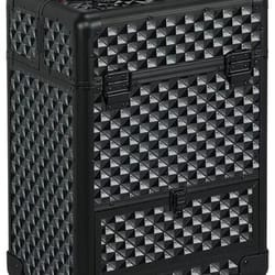 large makeup train case with drawers, professional aluminum travel cosmetic case, rolling organizer for beauty tools