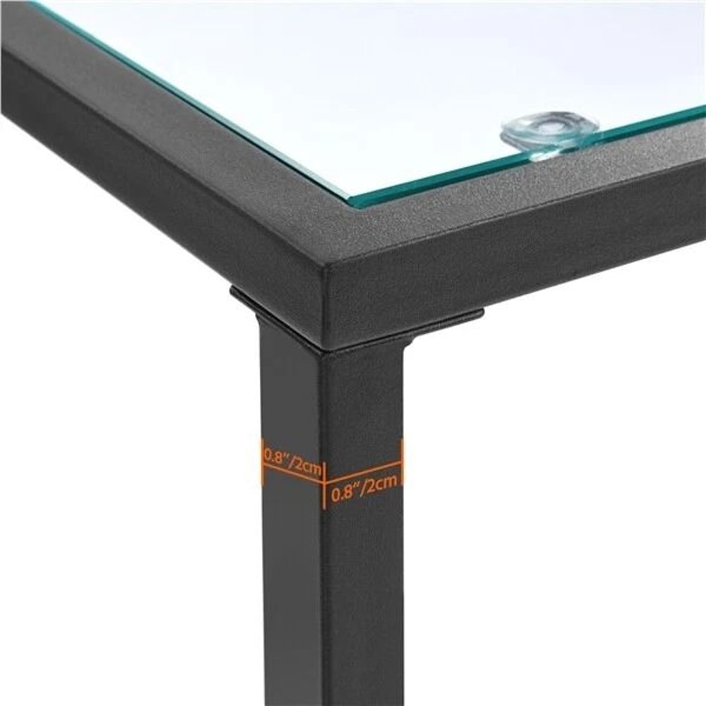 Tempered Glass Console Table Modern Design For Entryway Hallway Porch Kitchen Sturdy Black Metal Fr 9