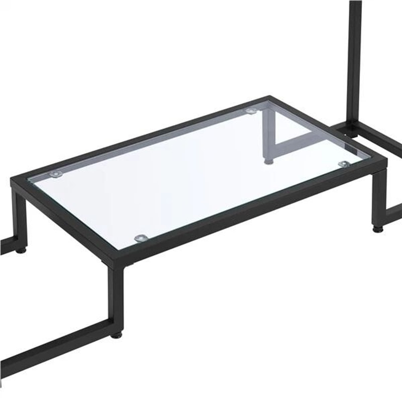 Tempered Glass Console Table Modern Design For Entryway Hallway Porch Kitchen Sturdy Black Metal Fr 5