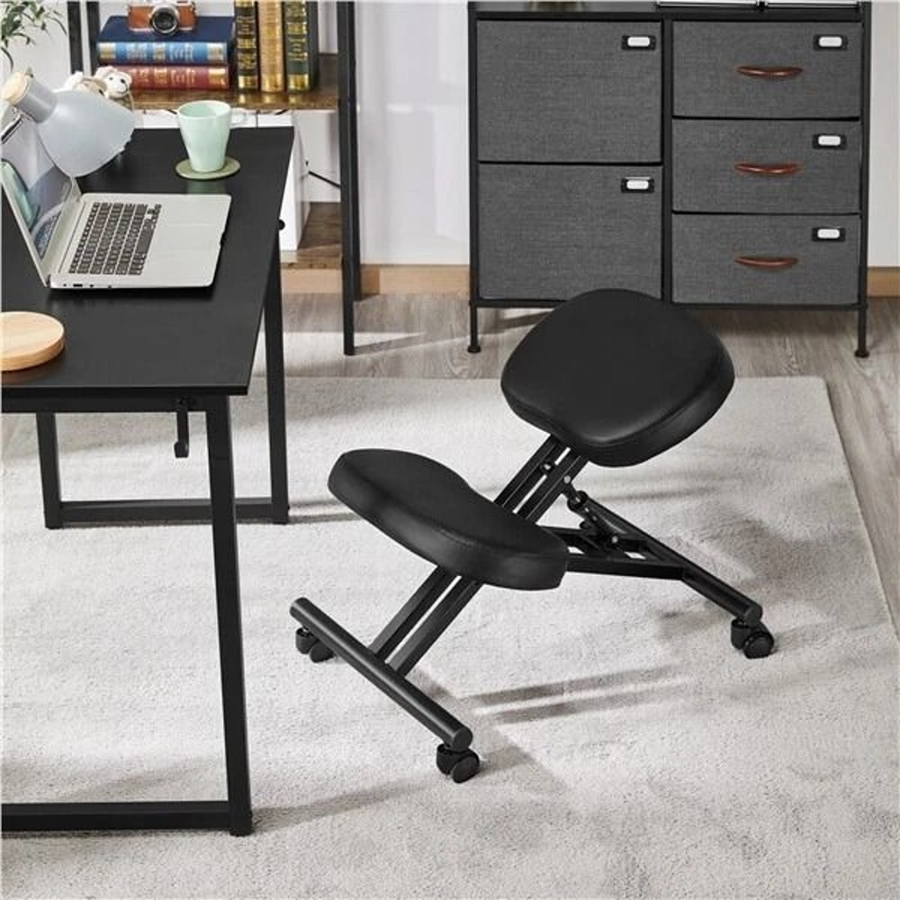 Adjustable Posture Chair Ergonomic Kneeling Stool Black Angled Seat For Improved Posture Comfort An 1