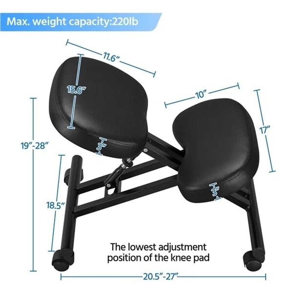 Adjustable Posture Chair Ergonomic Kneeling Stool Black Angled Seat For Improved Posture Comfort An 11