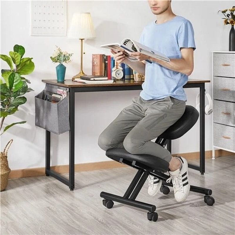Adjustable Posture Chair Ergonomic Kneeling Stool Black Angled Seat For Improved Posture Comfort An 6