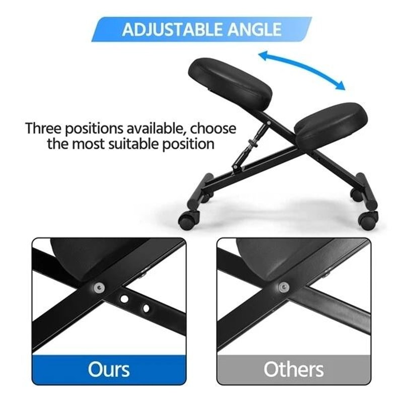 Adjustable Posture Chair Ergonomic Kneeling Stool Black Angled Seat For Improved Posture Comfort An 7