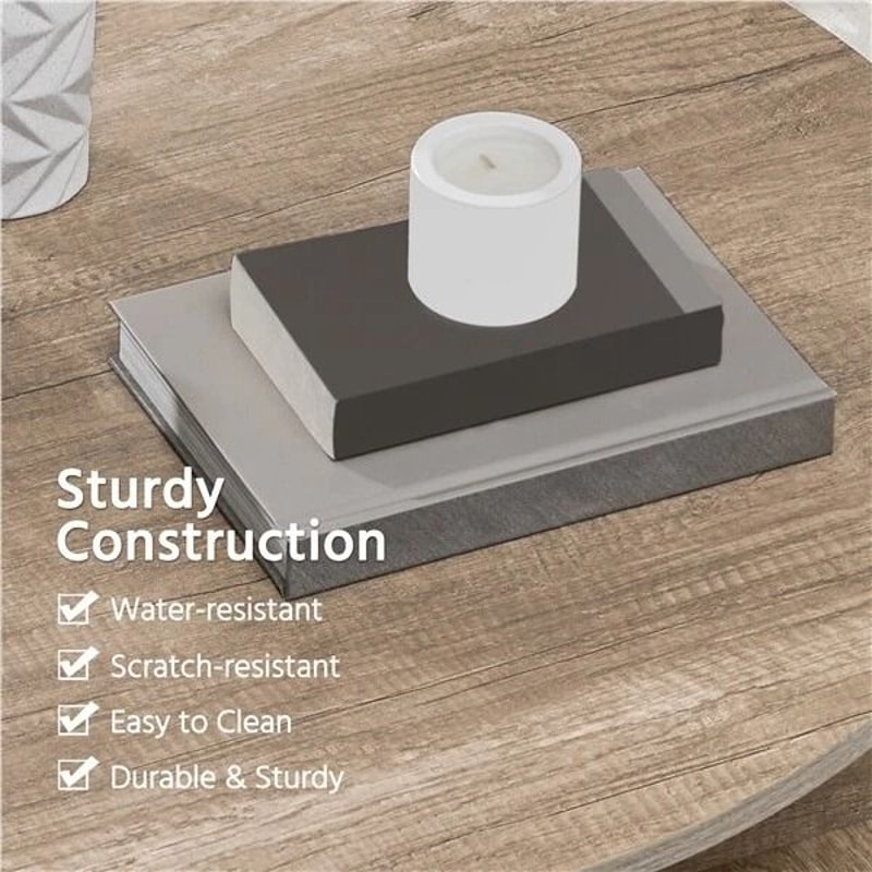 Round Lift Coffee Table With Storage Adjustable Height Sturdy Design Gray Small For Living Room Mul 6