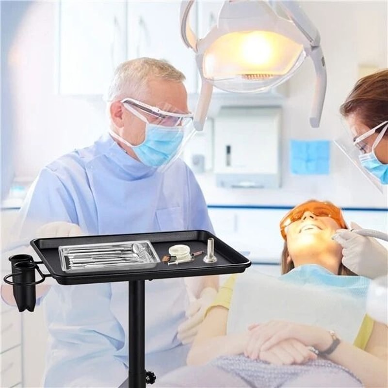 Aluminum Rolling Adjustable Salon Tray Trolley Cart Premium Height Adjustable Easy Mobility For Sal 2