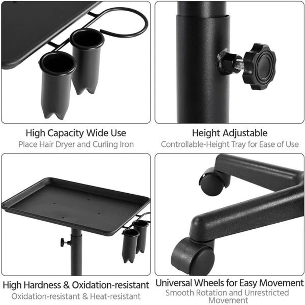 Aluminum Rolling Adjustable Salon Tray Trolley Cart Premium Height Adjustable Easy Mobility For Sal 8