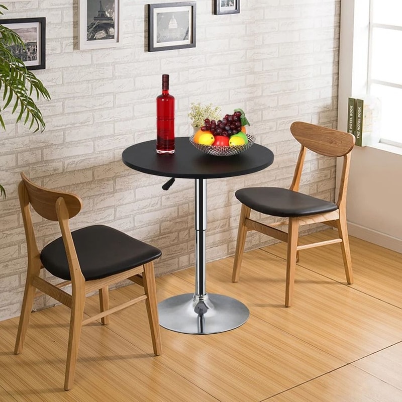 Adjustable Swivel Bar Table Modern Round Black Counter Height Table For Kitchen Dining 6