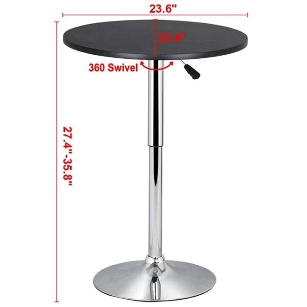 Adjustable Swivel Bar Table Modern Round Black Counter Height Table For Kitchen Dining 8