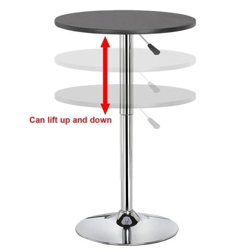 Adjustable Swivel Bar Table Modern Round Black Counter Height Table For Kitchen Dining 9
