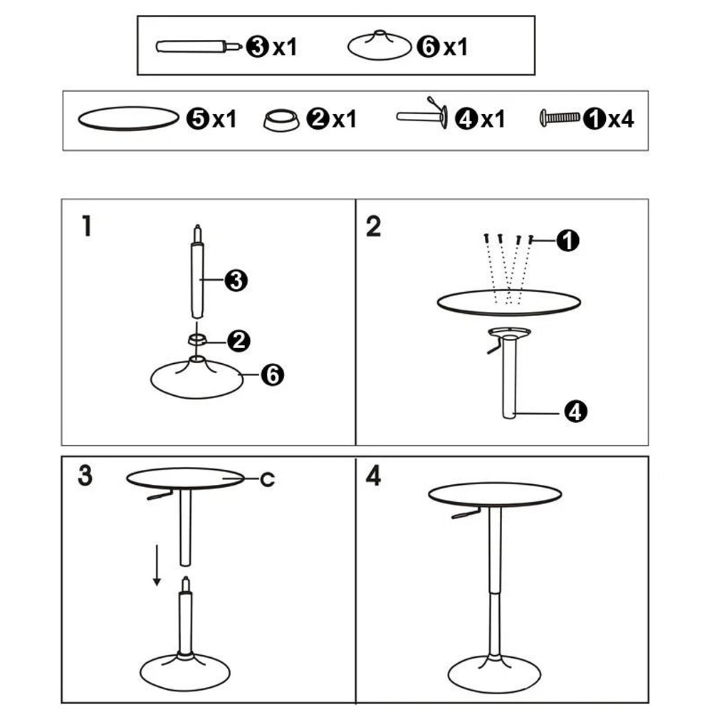 Adjustable Swivel Bar Table Modern Round Black Counter Height Table For Kitchen Dining 10