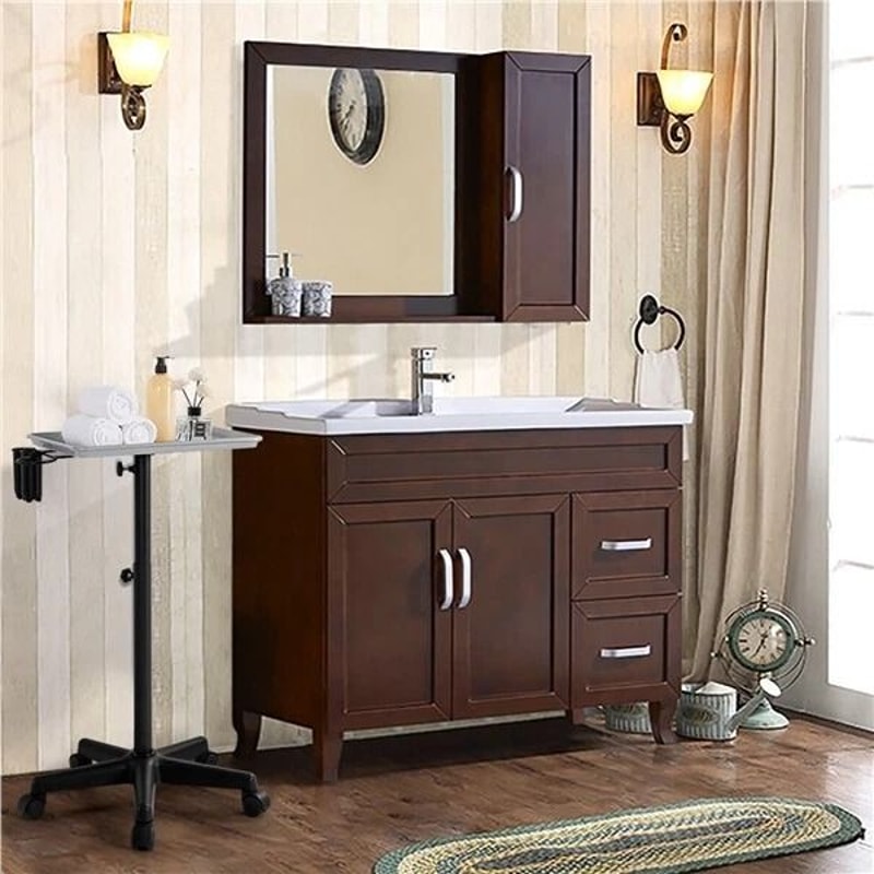 Adjustable Rolling Aluminum Salon Tray Cart Silver Height Adjustable Mobile Spa Trolley For Hair 1