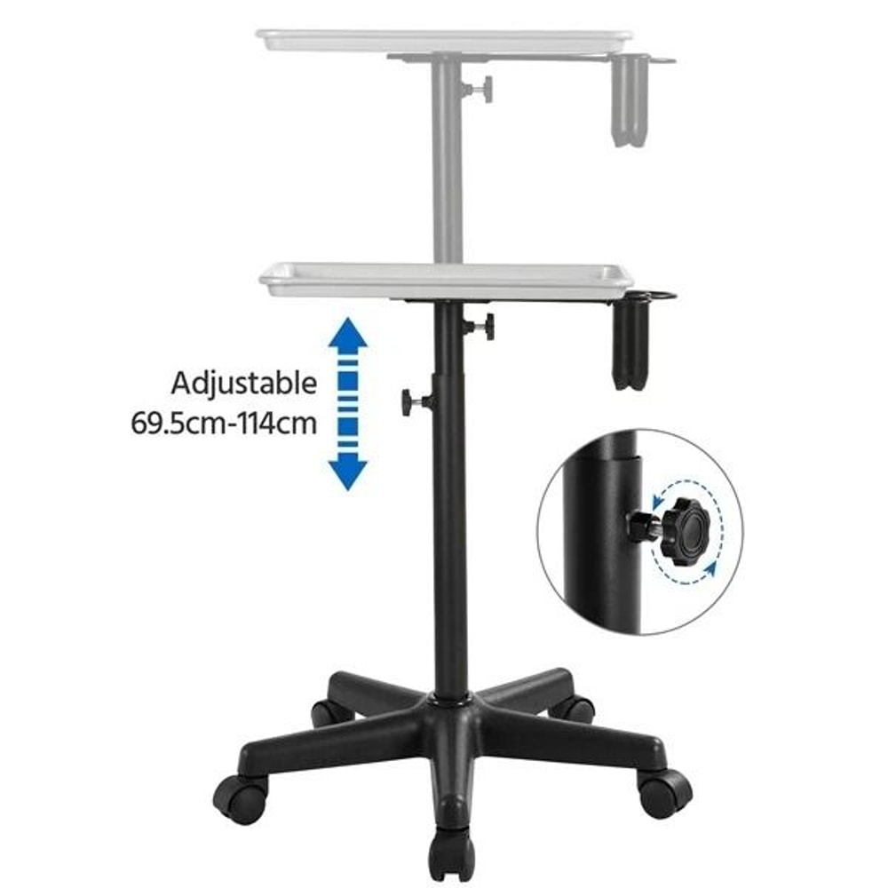 Adjustable Rolling Aluminum Salon Tray Cart Silver Height Adjustable Mobile Spa Trolley For Hair 5