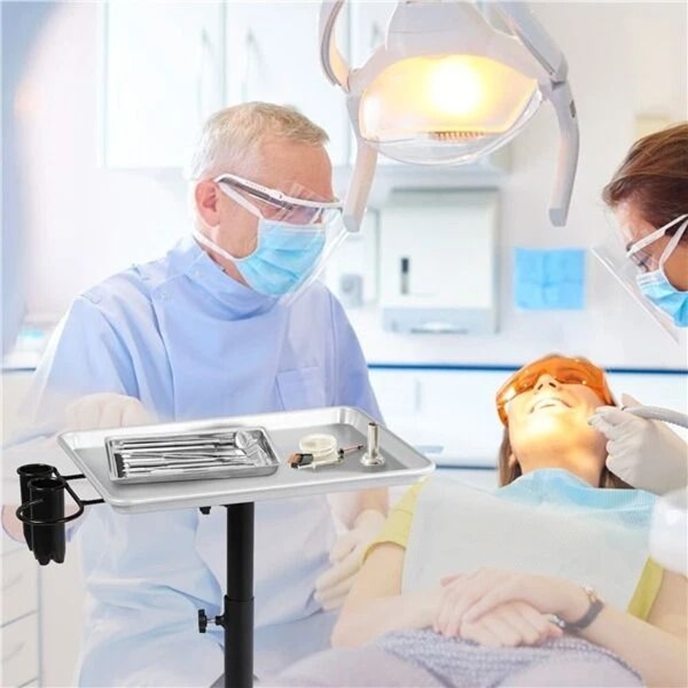 Adjustable Rolling Aluminum Salon Tray Cart Silver Height Adjustable Mobile Spa Trolley For Hair 7