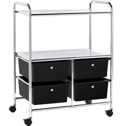 drawer rolling storage cart with tier shelf black utility organizer cart
