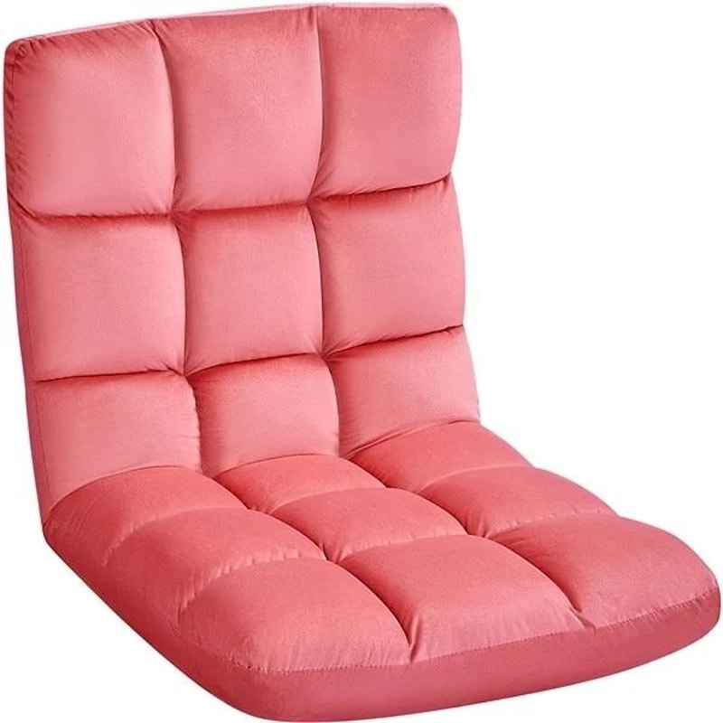 Velvet Gaming Floor Chair Adjustable Positions Pink 0