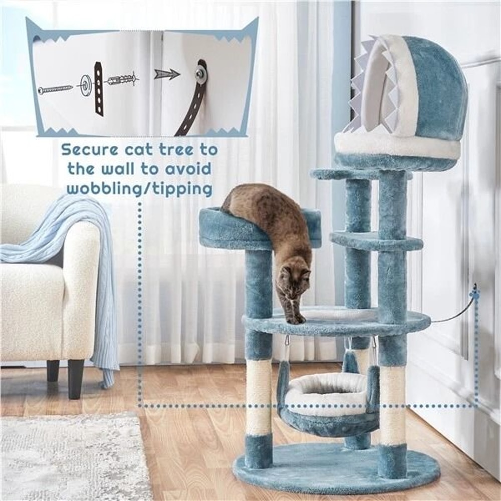 Oceanthemed Sharks Mouth Condo Starfish Perch Cat Tree 10