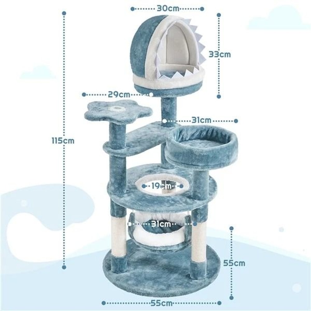 Oceanthemed Sharks Mouth Condo Starfish Perch Cat Tree 1