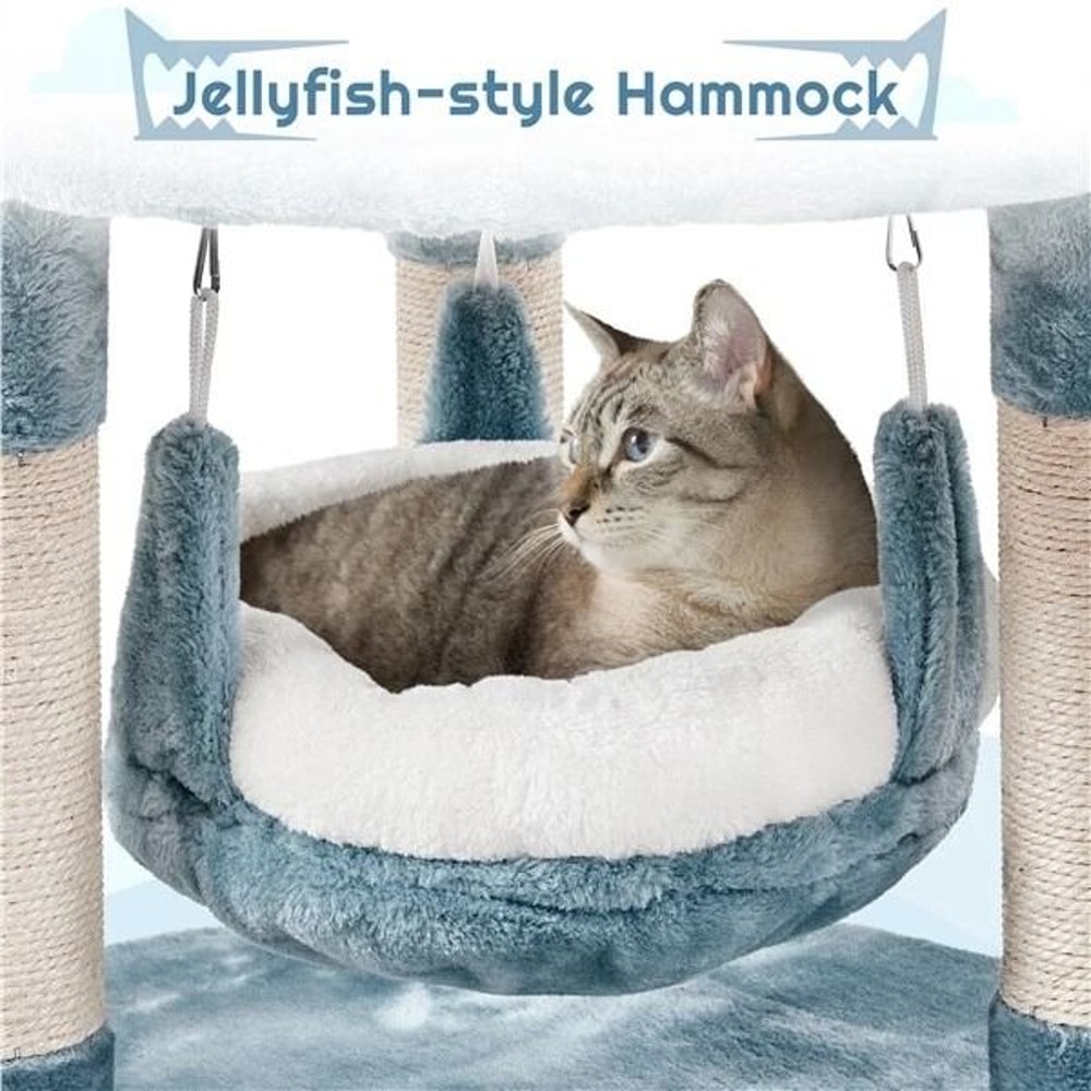 Oceanthemed Sharks Mouth Condo Starfish Perch Cat Tree 4