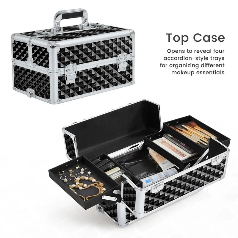 Rolling Makeup Train Case With Detachable Compartments And Detachable Wheels 15