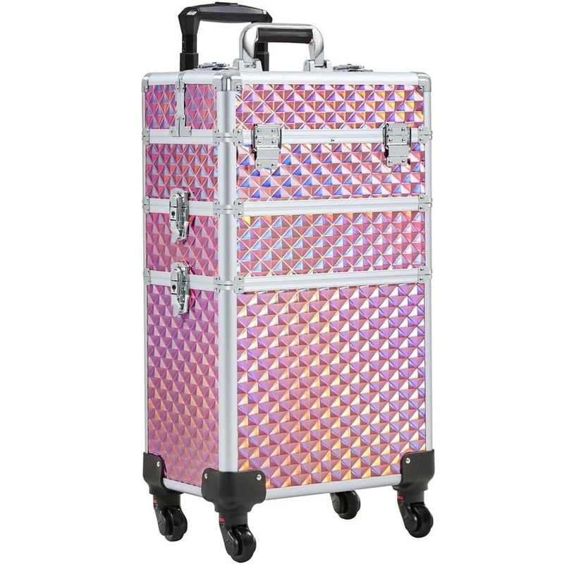 Rolling Makeup Train Case With Detachable Compartments And Detachable Wheels 18