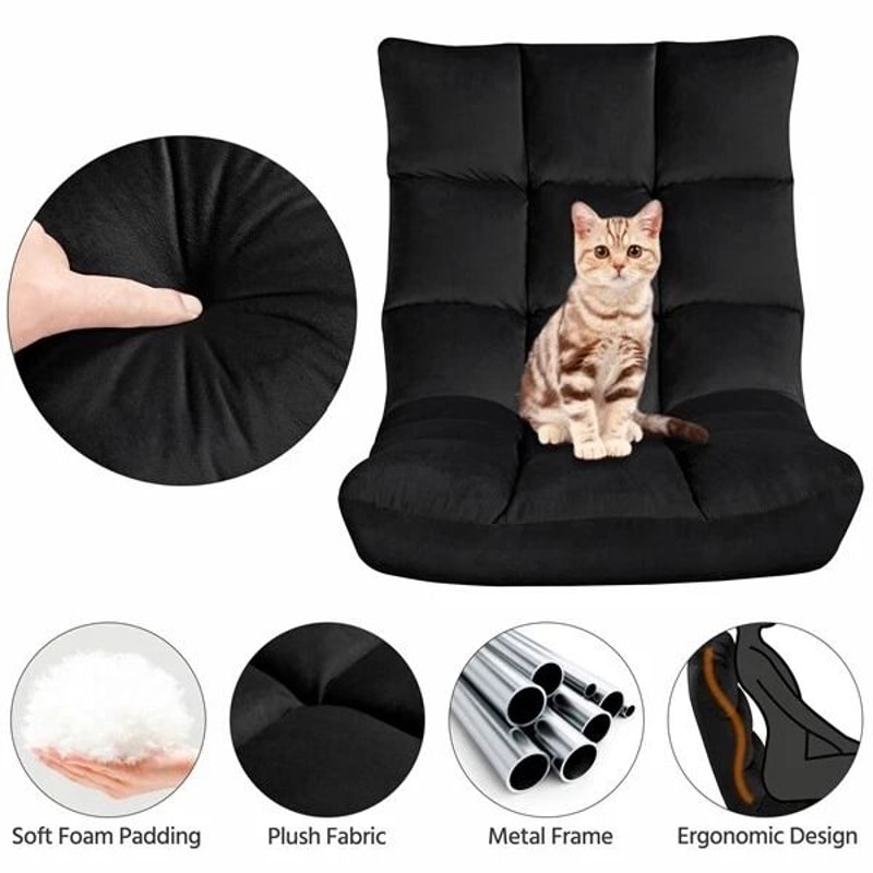 Portable Folding Floor Chair With Adjustable Positions Padded Gaming Chair For Ultimate Comfort 5