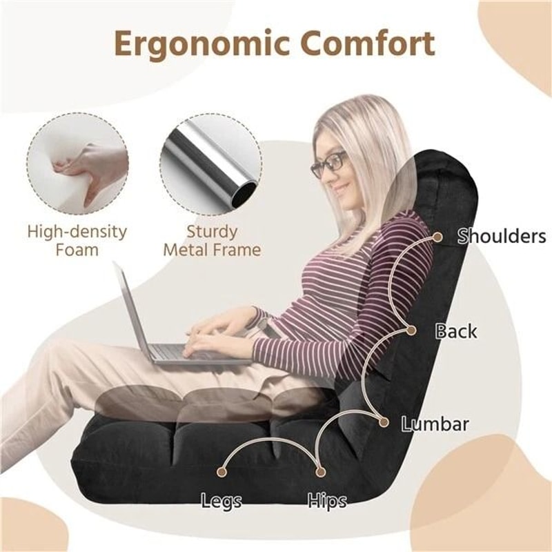 Portable Folding Floor Chair With Adjustable Positions Padded Gaming Chair For Ultimate Comfort 8