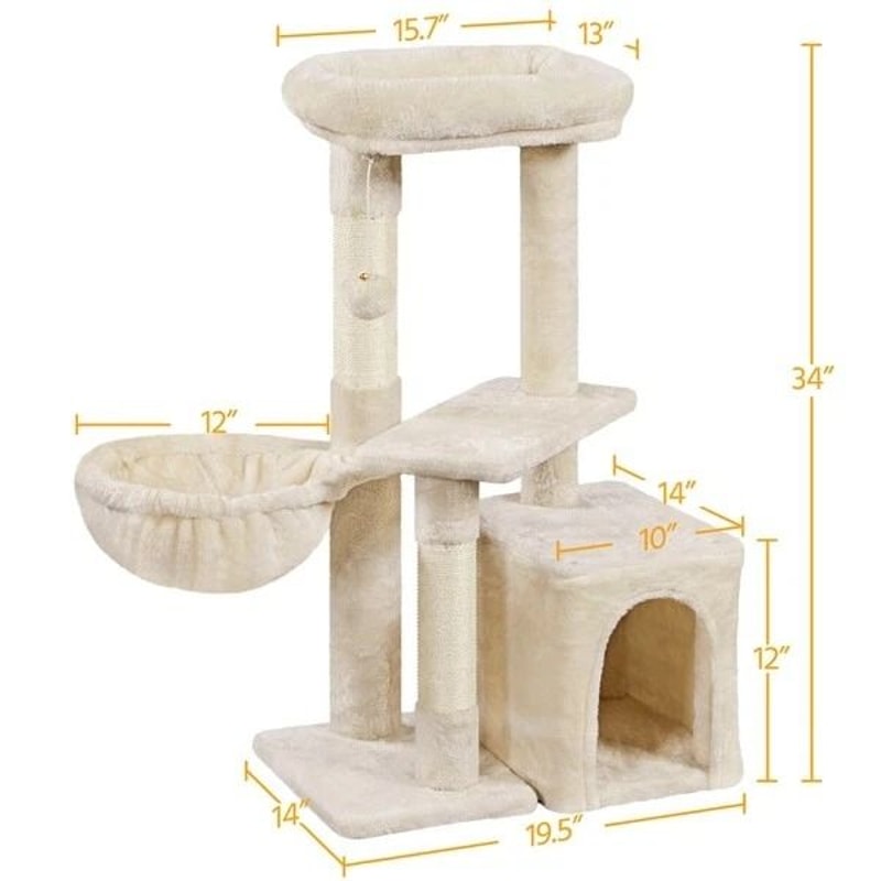 Plush Cat Tree With CondoNestPlatform For Indoor Kittens Cozy Cat Furniture 1