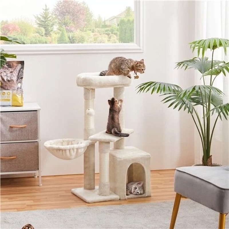 Plush Cat Tree With CondoNestPlatform For Indoor Kittens Cozy Cat Furniture 10