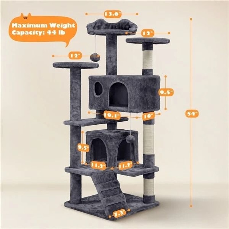 Multilevel Cat Tree Tower Condo With Scratching Posts And Perches Dark Gray 1