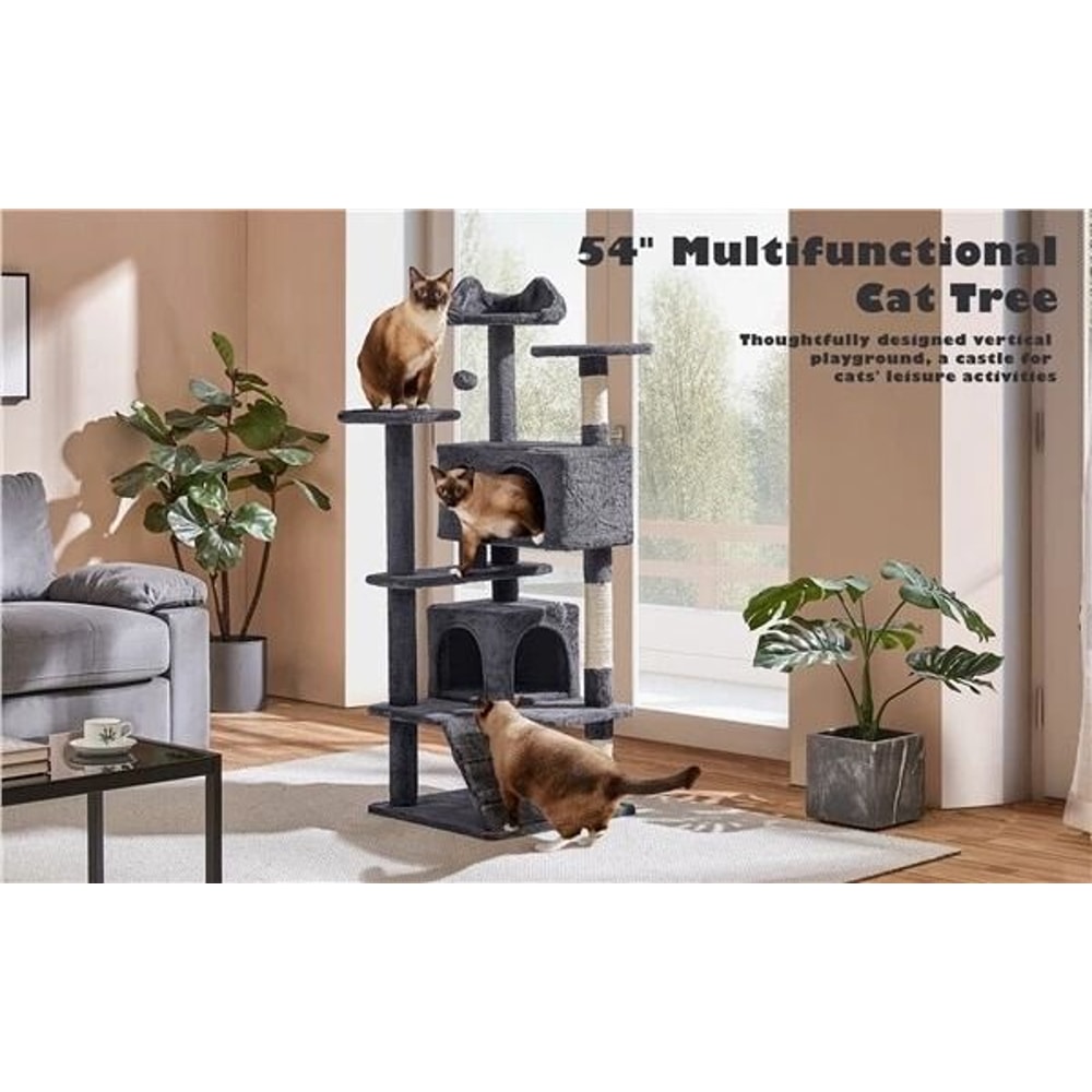 Multilevel Cat Tree Tower Condo With Scratching Posts And Perches Dark Gray 2