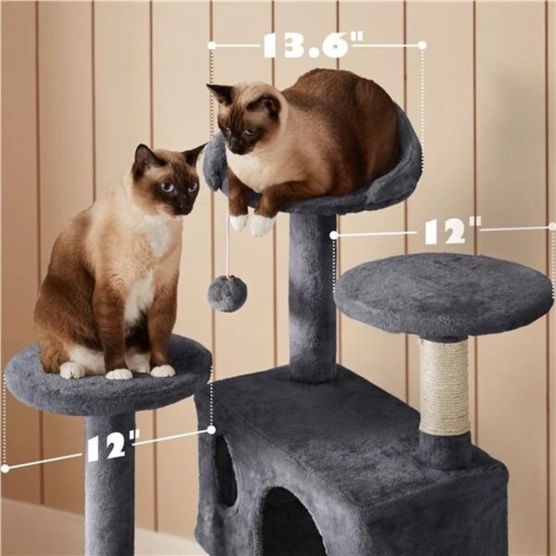 Multilevel Cat Tree Tower Condo With Scratching Posts And Perches Dark Gray 6