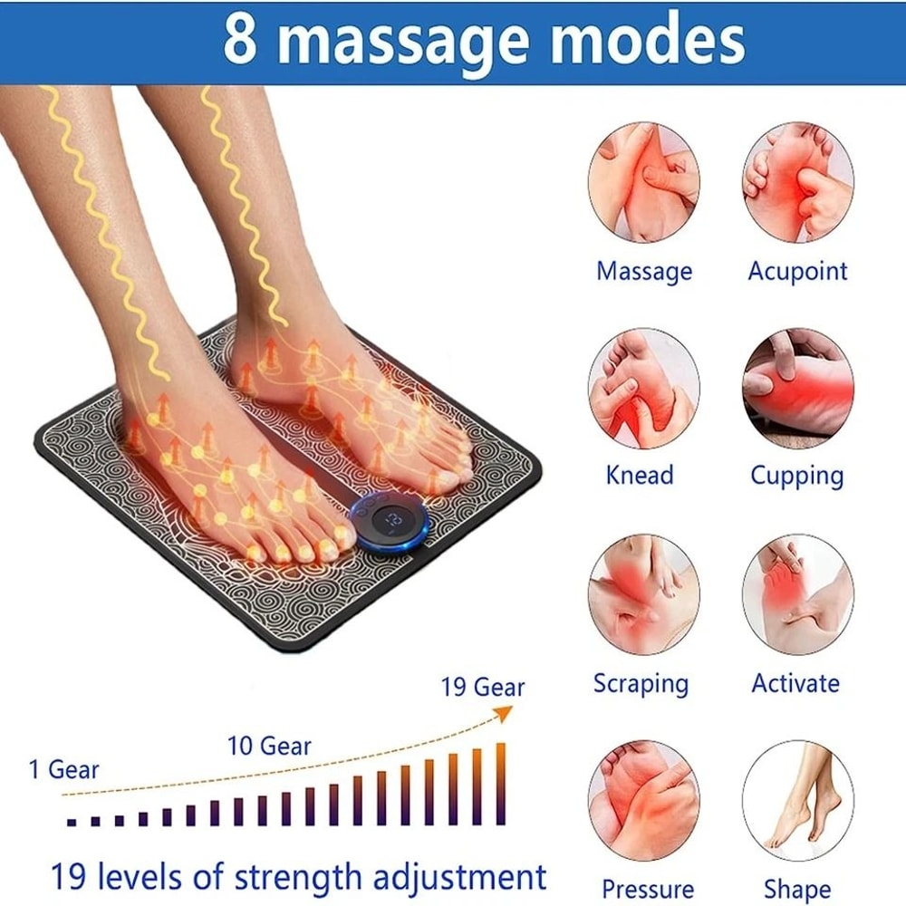 EMS Foot Massager Machine Electric Deep Kneading For Leg Foot Pain Relief Muscle Relaxation USB R 3