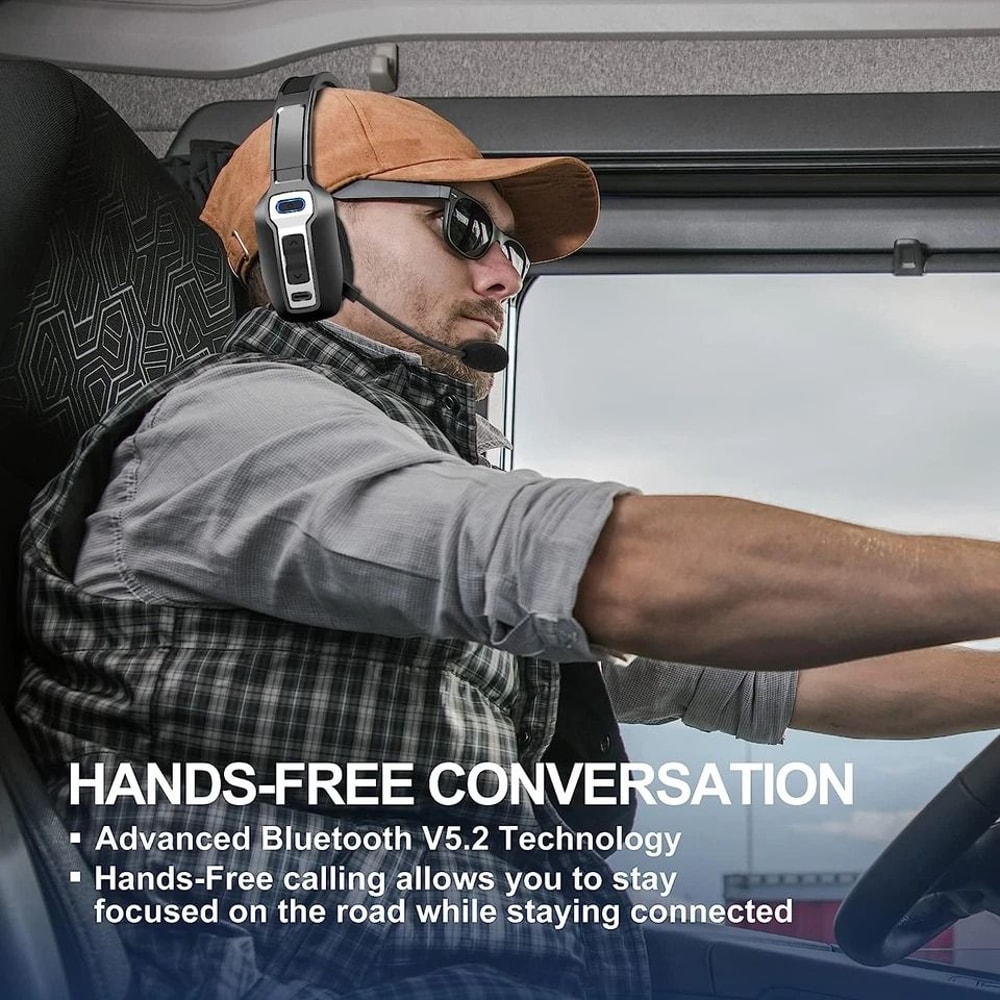 Bluetooth Trucker Headset With Noise Cancelling Mic For Phones PC Wireless Comfortable 7