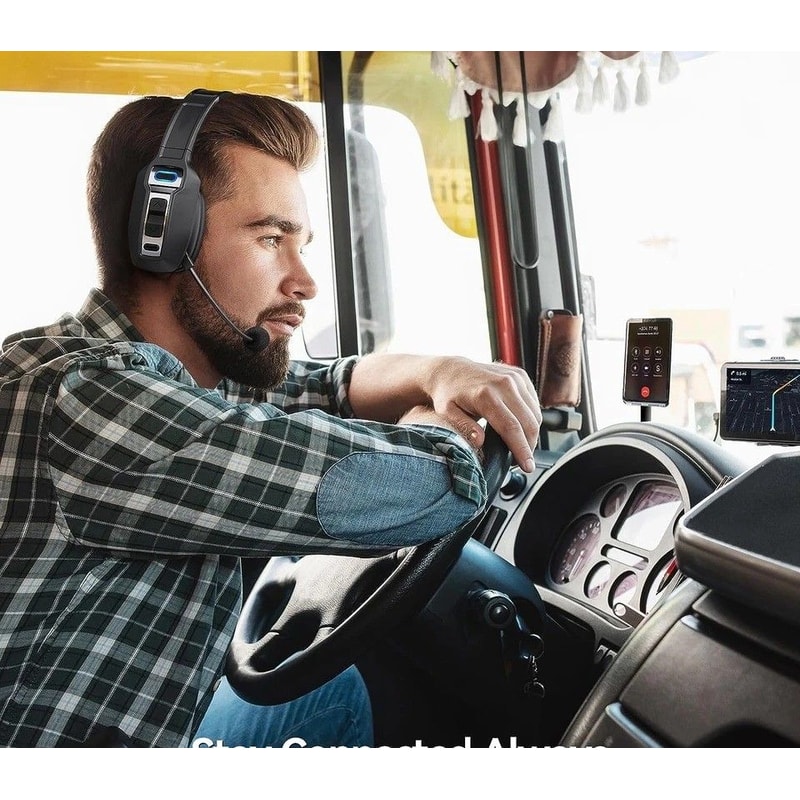 Bluetooth Trucker Headset With Noise Cancelling Mic For Phones PC Wireless Comfortable 0