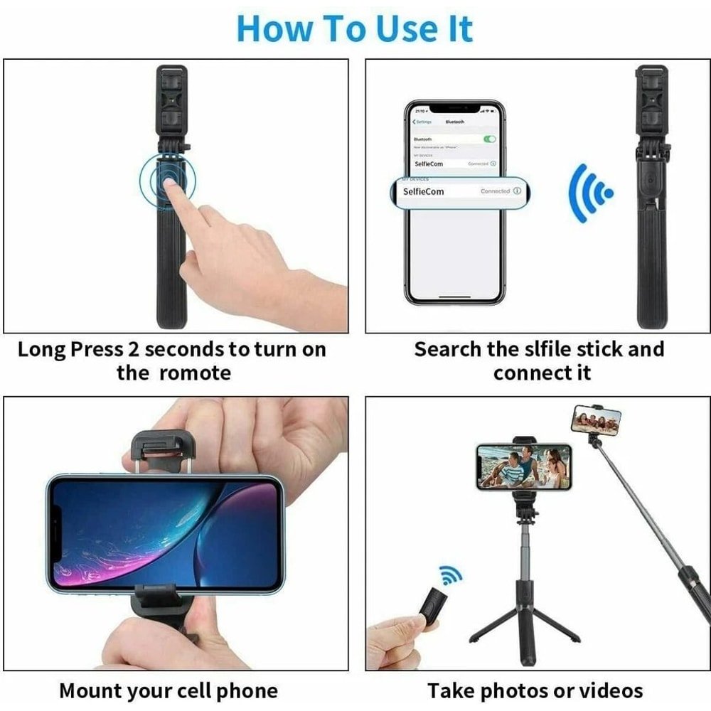 Selfie Stick Tripod With Remote And Adjustable Desktop Stand For IPhone Samsung Portable Cell Pho 2
