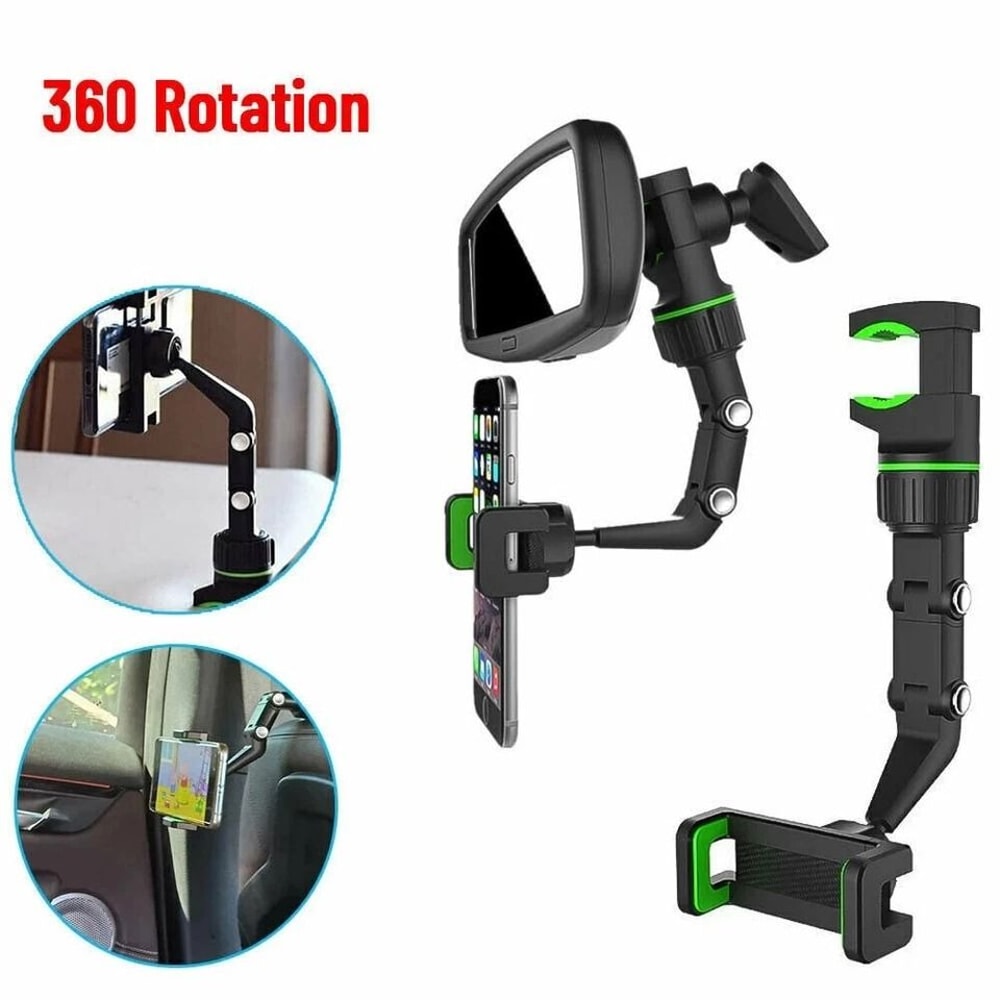 Adjustable Car Phone Holder Mount Rearview Mirror Mount For Safe Driving Multifunctional Rotation 8