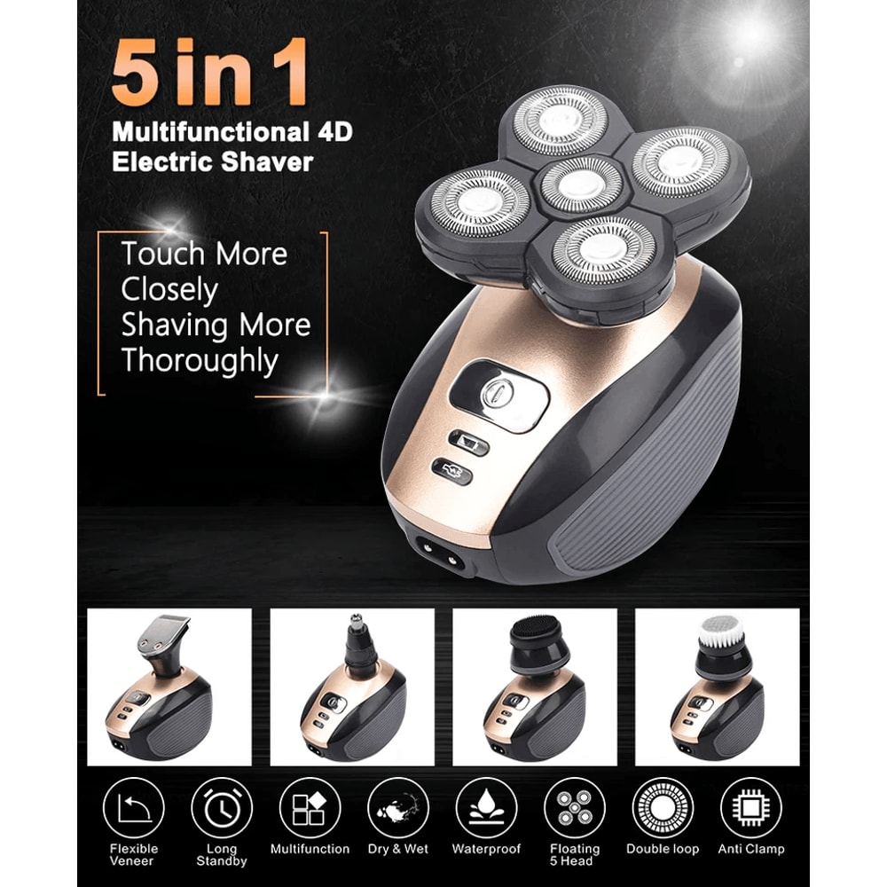 Rotary Electric Shaver Rechargeable Bald Head Beard Trimmer Razor For Men Wet Dry Shaving 16