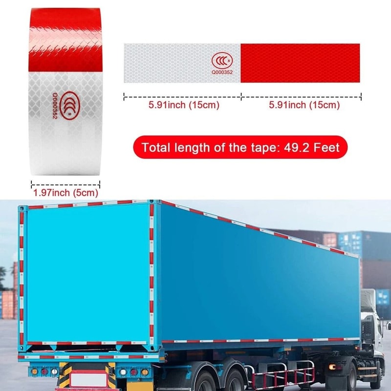 Reflective Safety Tape For Trucks Trailers DOT Compliant Roll Red White 3