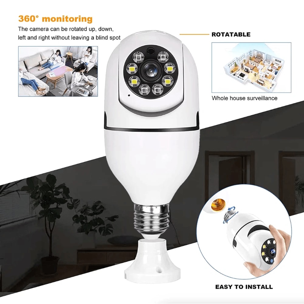 WiFi Light Bulb Camera With IR Night Vision Smart Home Wireless Security 10