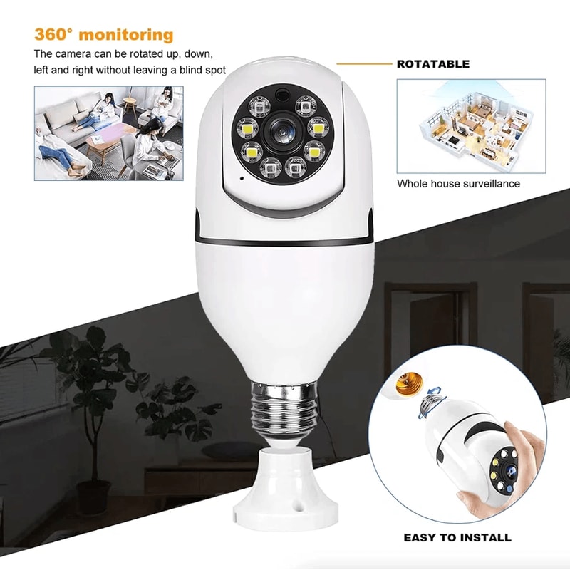 WiFi Light Bulb Camera With IR Night Vision Smart Home Wireless Security 10