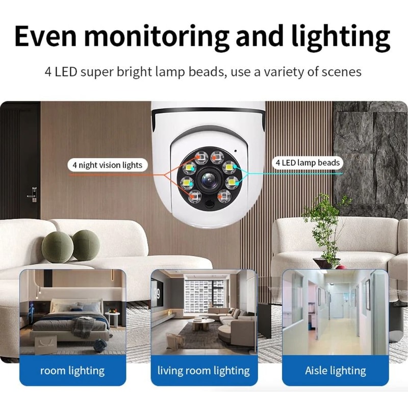 WiFi Light Bulb Camera With IR Night Vision Smart Home Wireless Security 4
