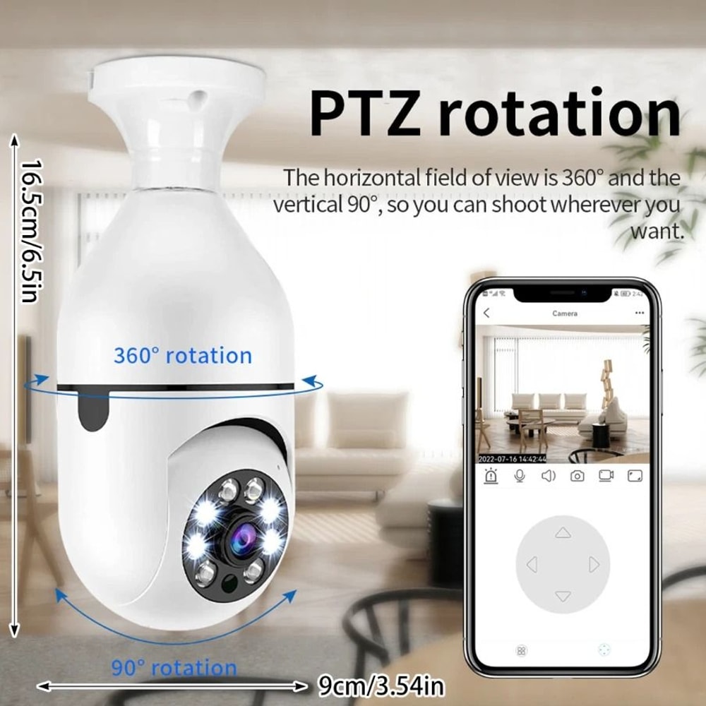 WiFi Light Bulb Camera With IR Night Vision Smart Home Wireless Security 5