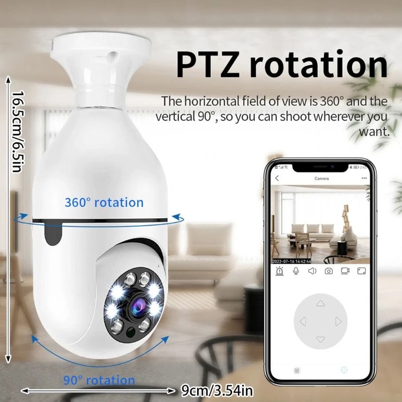 WiFi Light Bulb Camera With IR Night Vision Smart Home Wireless Security 5