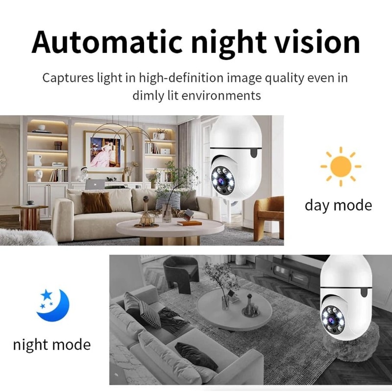 WiFi Light Bulb Camera With IR Night Vision Smart Home Wireless Security 6