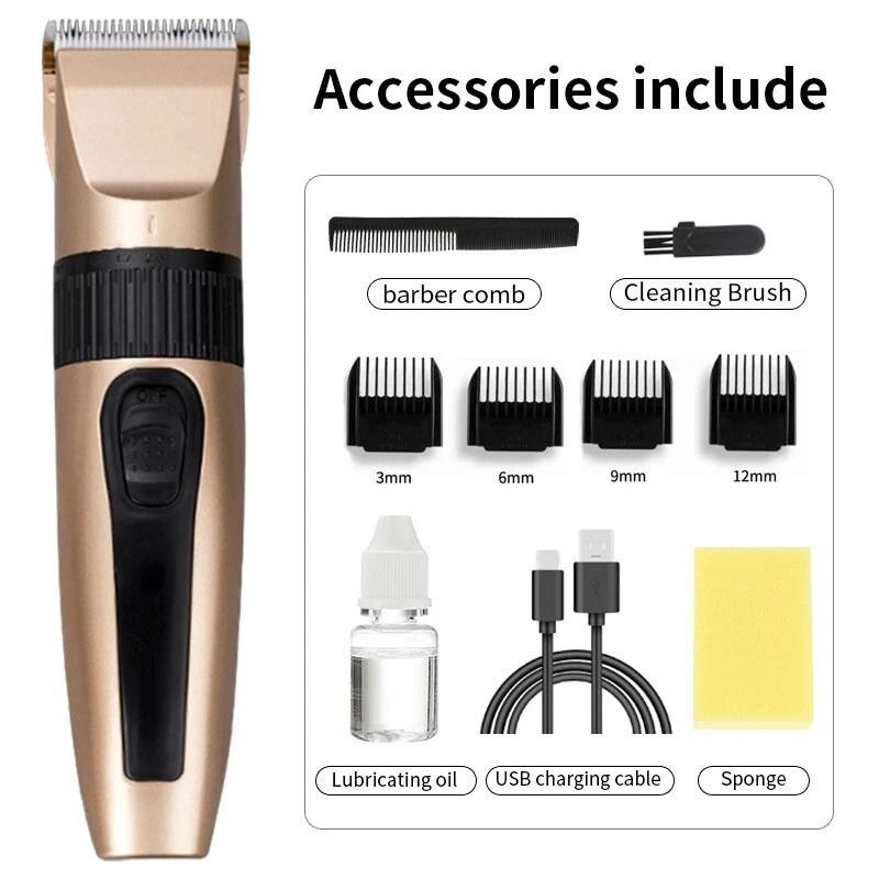 Cordless Professional Hair Clippers Trimmer For Men Rechargeable Barber Cutting Kit 1