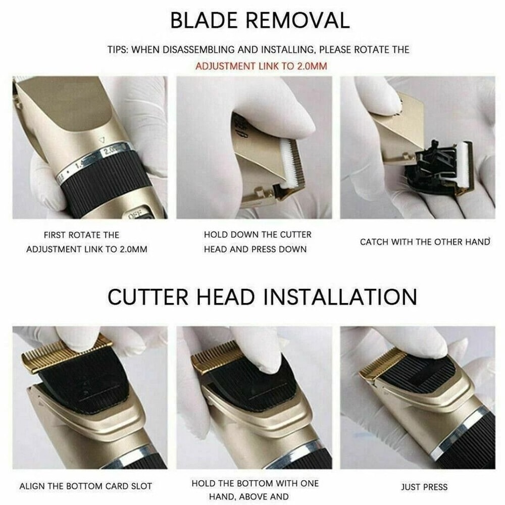 Cordless Professional Hair Clippers Trimmer For Men Rechargeable Barber Cutting Kit 5