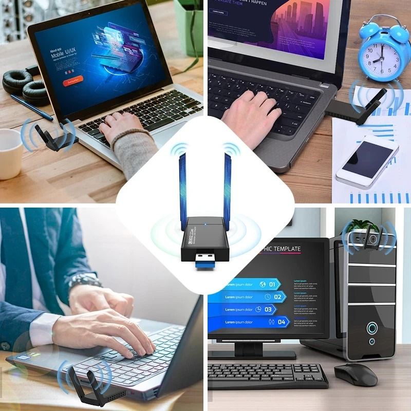 USB Wireless WiFi Adapter HighSpeed Dual Band Network Dongle Long Range 11